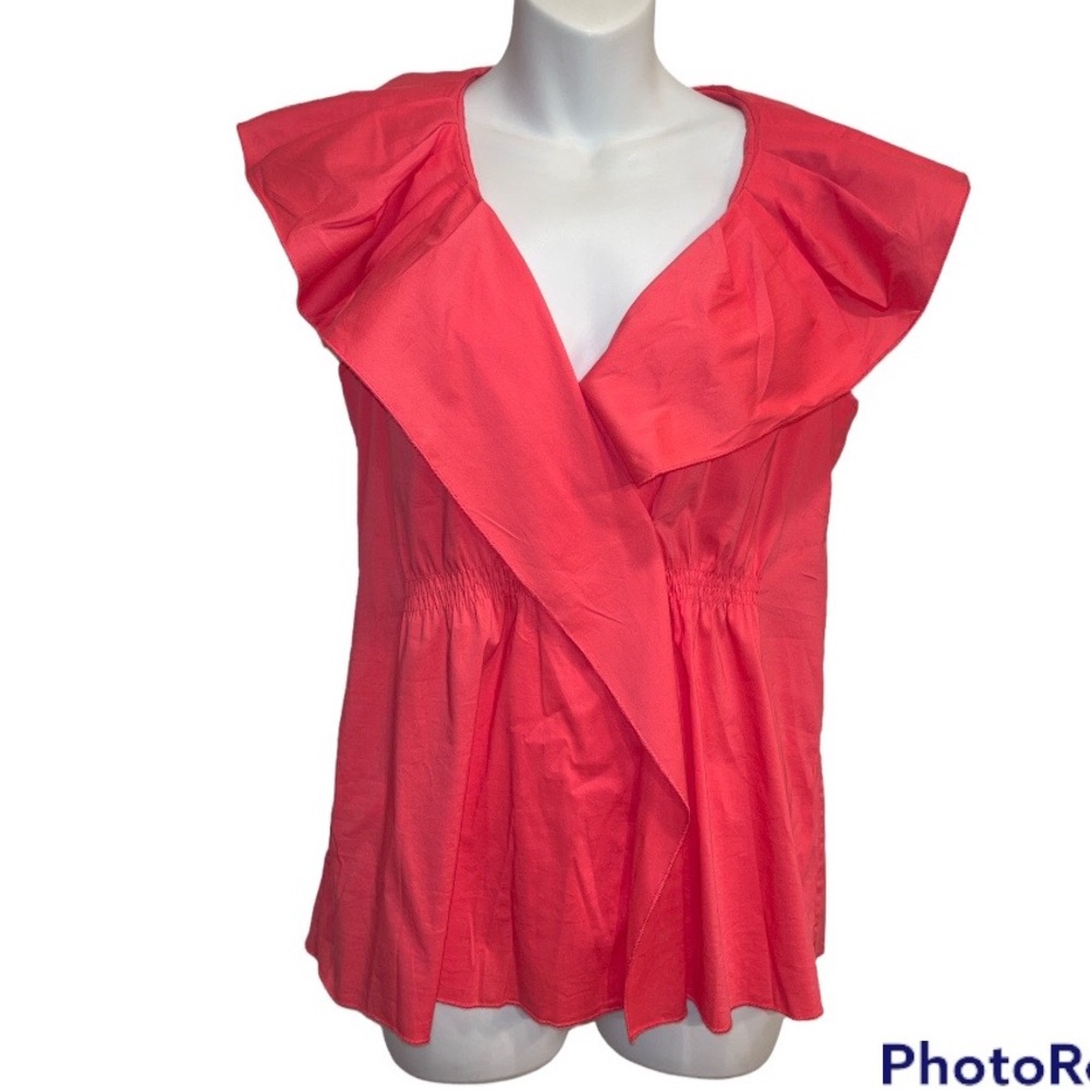 BCBGMaxAzria  Ruffled Top.  Size small Coral color
